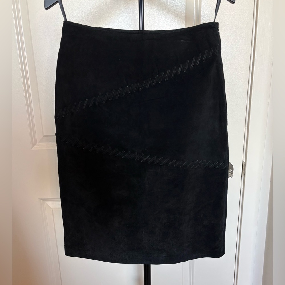 Vintage Y2K 100% Leather Suede Skirt Sonoma Jean Company Size 4